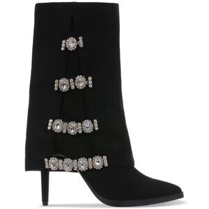 Thalia Sodi Womens Nami Rhinestone  Mid-Calf Boots Black Size 5M
